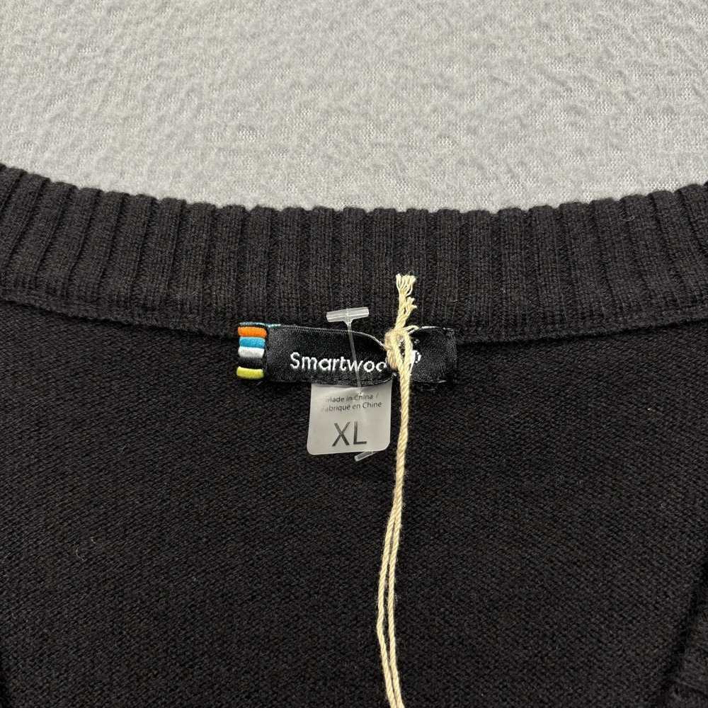 Smartwool Sweater Mens XL Black Merino Wool Blend V Neck Pullover Granola Hiking - Picture 3 of 11